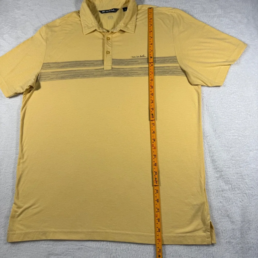 TravisMathew Polo Shirt Mens Large‎ Yellow Striped Golf Performance 0998